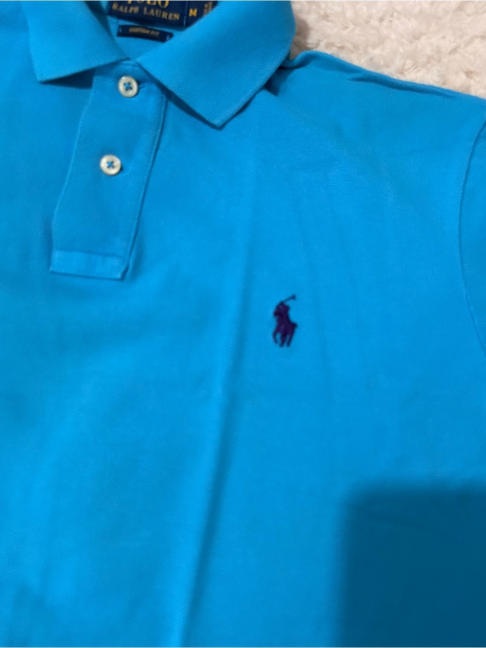 EC - Polo by Ralph Lauren Men’s Polo Shirt - Bright Turquoise with Navy Pony - Picture 4 of 5